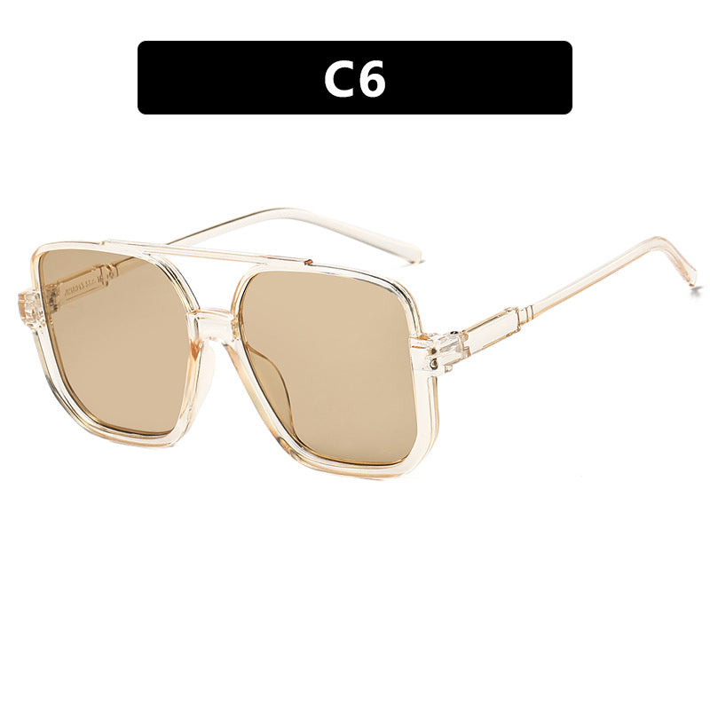 Women's square sunglasses with transparent frame and green tinted lenses Skanto