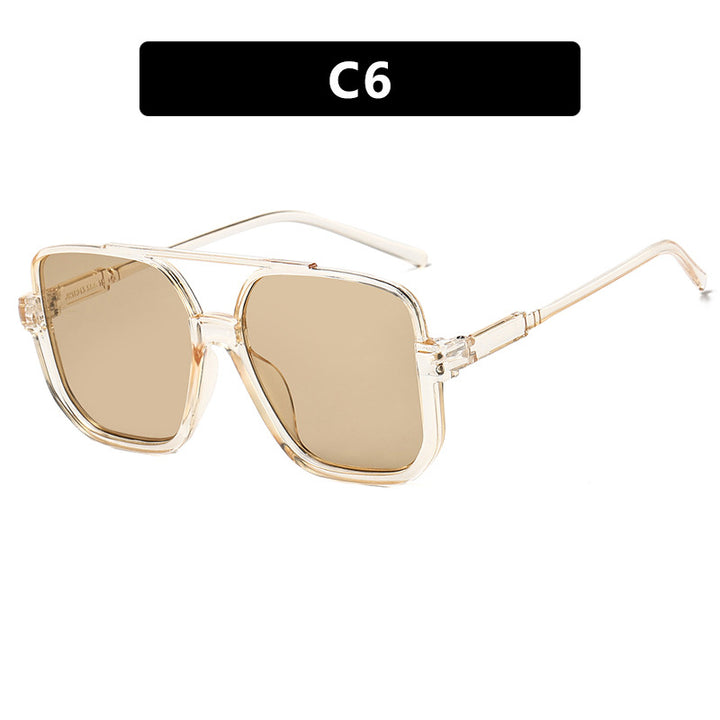 Women's square sunglasses with transparent frame and green tinted lenses Skanto