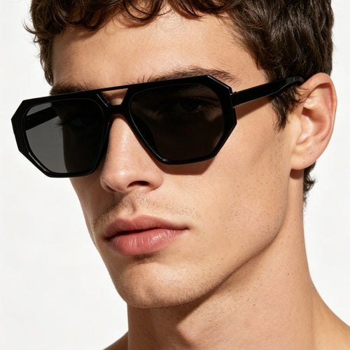 Dame moderne solbriller i iøynefallende oktagon-design Skanto