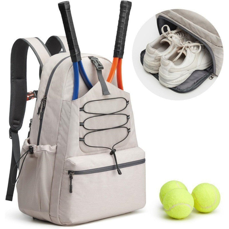 Sporty tennis backpack with separate shoe compartment and extensive pocket configuration Skanto