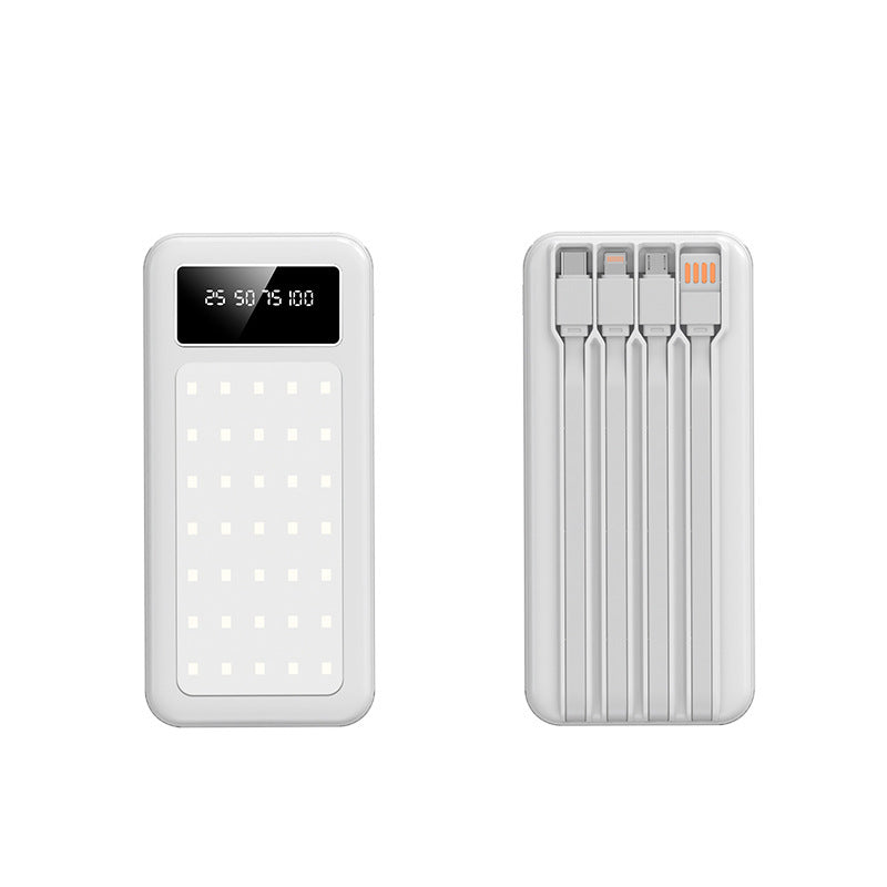 Bærbar powerbank med digital effektindikator og integrert kabelsystem Skanto
