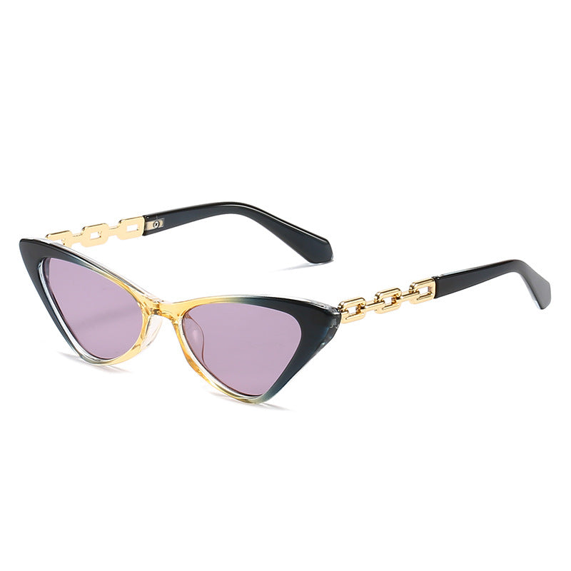 Dame Cat-Eye solbriller med stilige kjedeaksenter Skanto