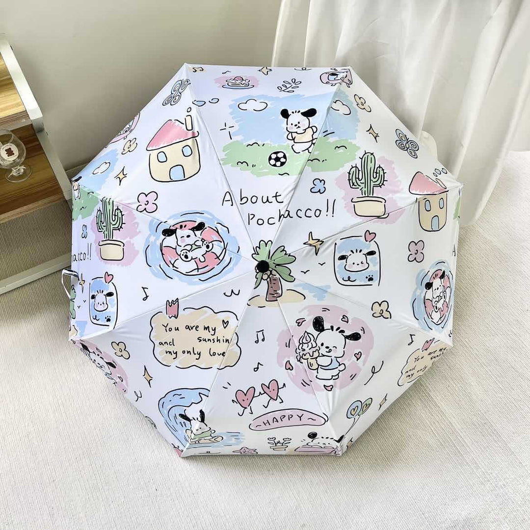 Dame Faltregnparaply med leken Pochacco-design Skanto