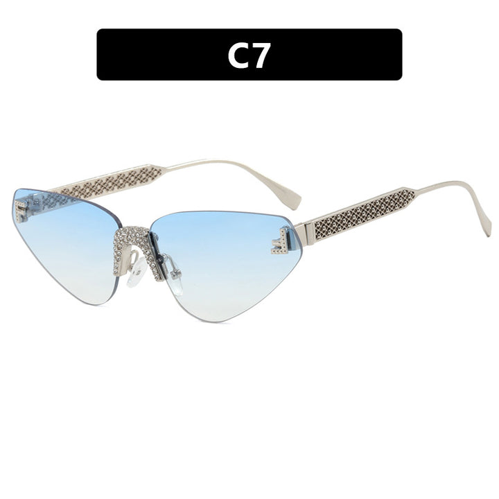 Women's Designer Cat-Eye Sunglasses with Sparkling Rhinestone Decor Skanto
