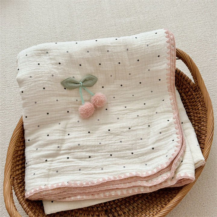 Unisex Cozy Muslin Blanket med lekent pom-pom-design Skanto