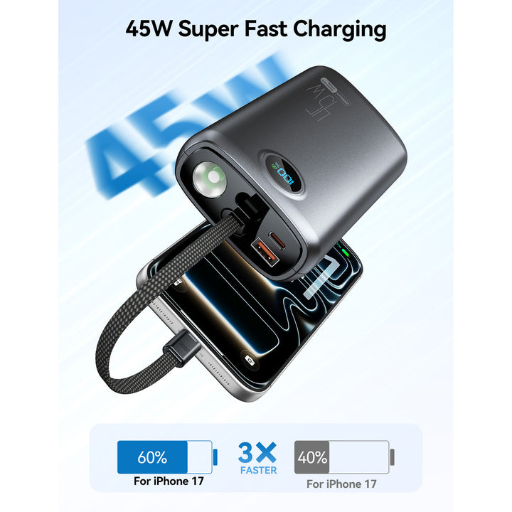 Hochytelses Powerbank med digital ladeindikator og 45W hurtiglading Skanto