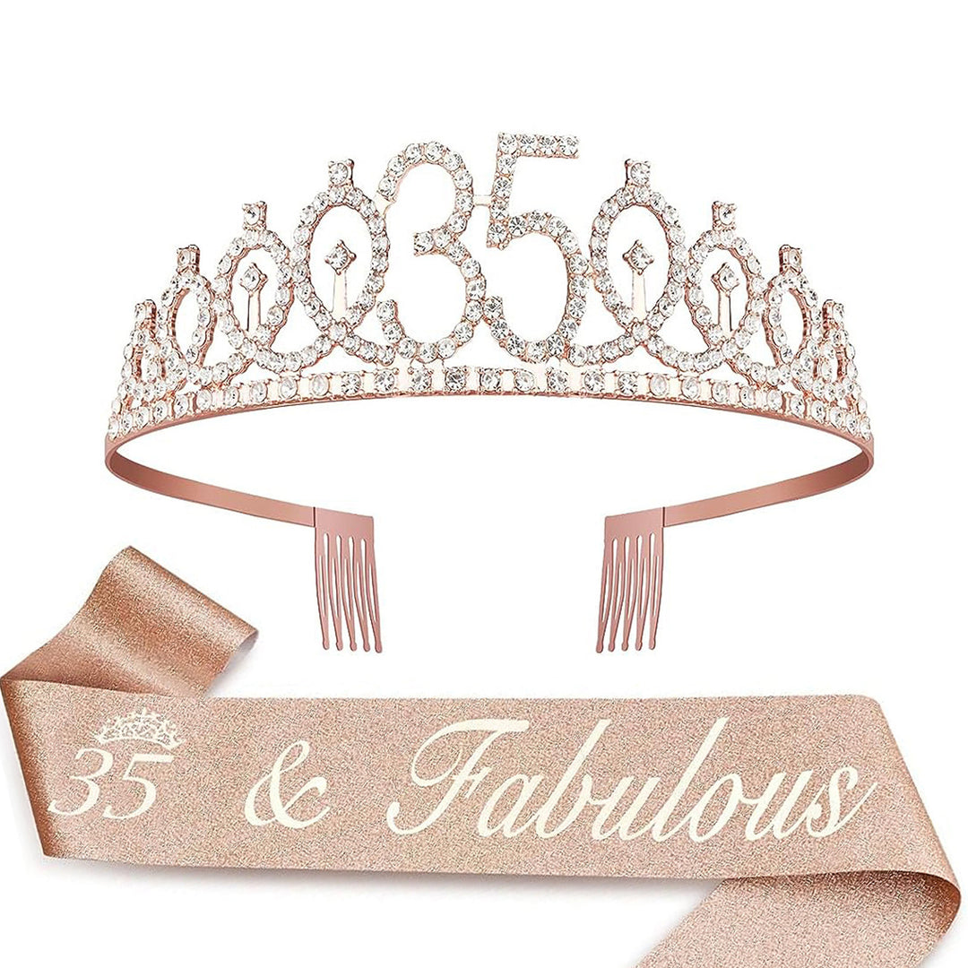 Damer Krystallprinsessekrone med 30 & Fabulous tekst Skanto
