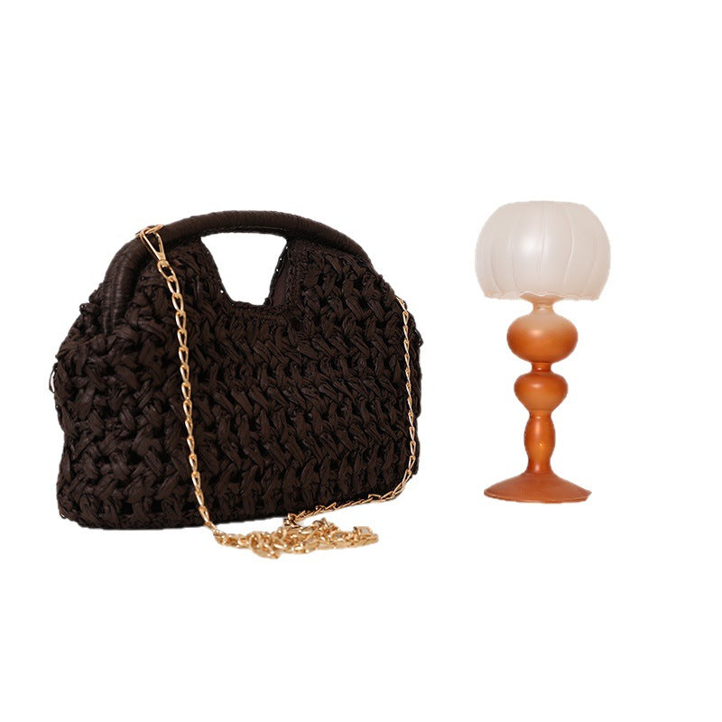 Handmade Rattan Bag with Elegant Handle and Chain Strap Skanto