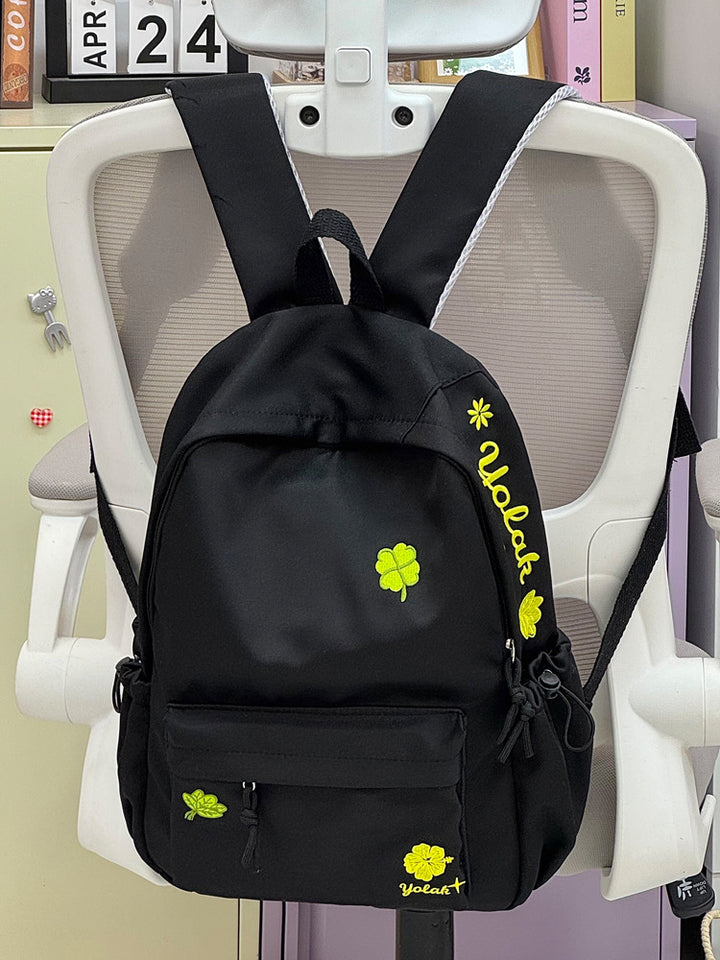 Casual Multi-Lomme Brodert Skoleveske
