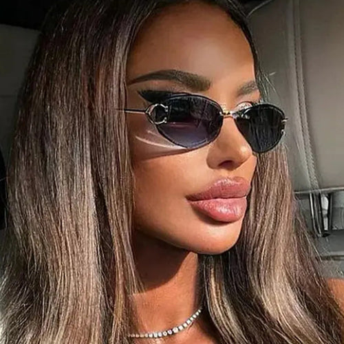 Women's elegant oval sunglasses with modern metal frame Skanto