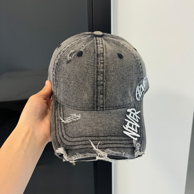 Kvinnenes slitte denim baseballcap Skanto 1784083869