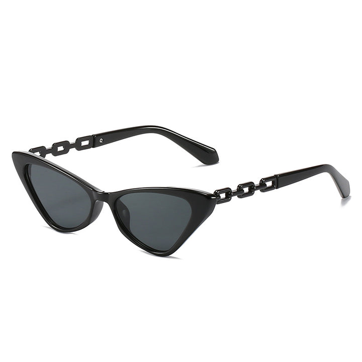 Dame Cat-Eye solbriller med stilige kjedeaksenter Skanto