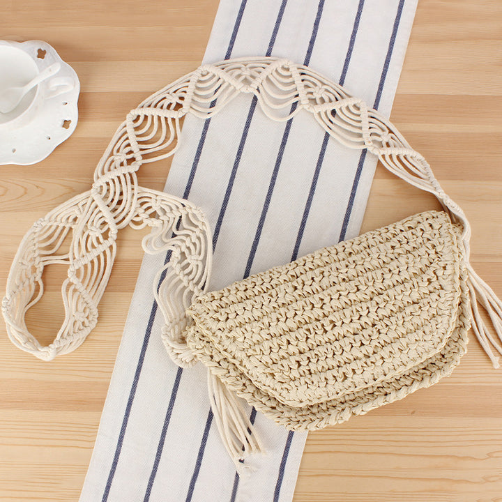 Macrame shoulder bag with elegant fringe detail Skanto