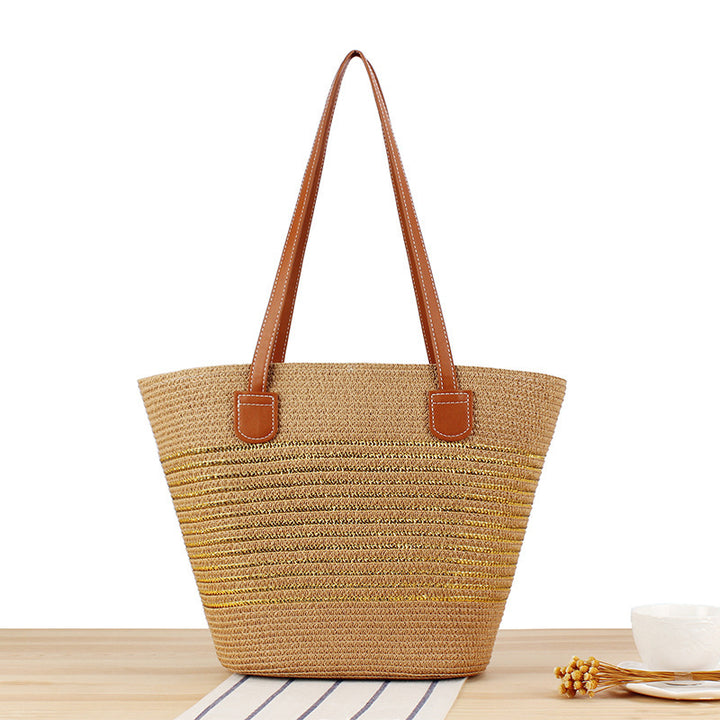 Elegant Straw Bag with Attractive Leather Handles Skanto