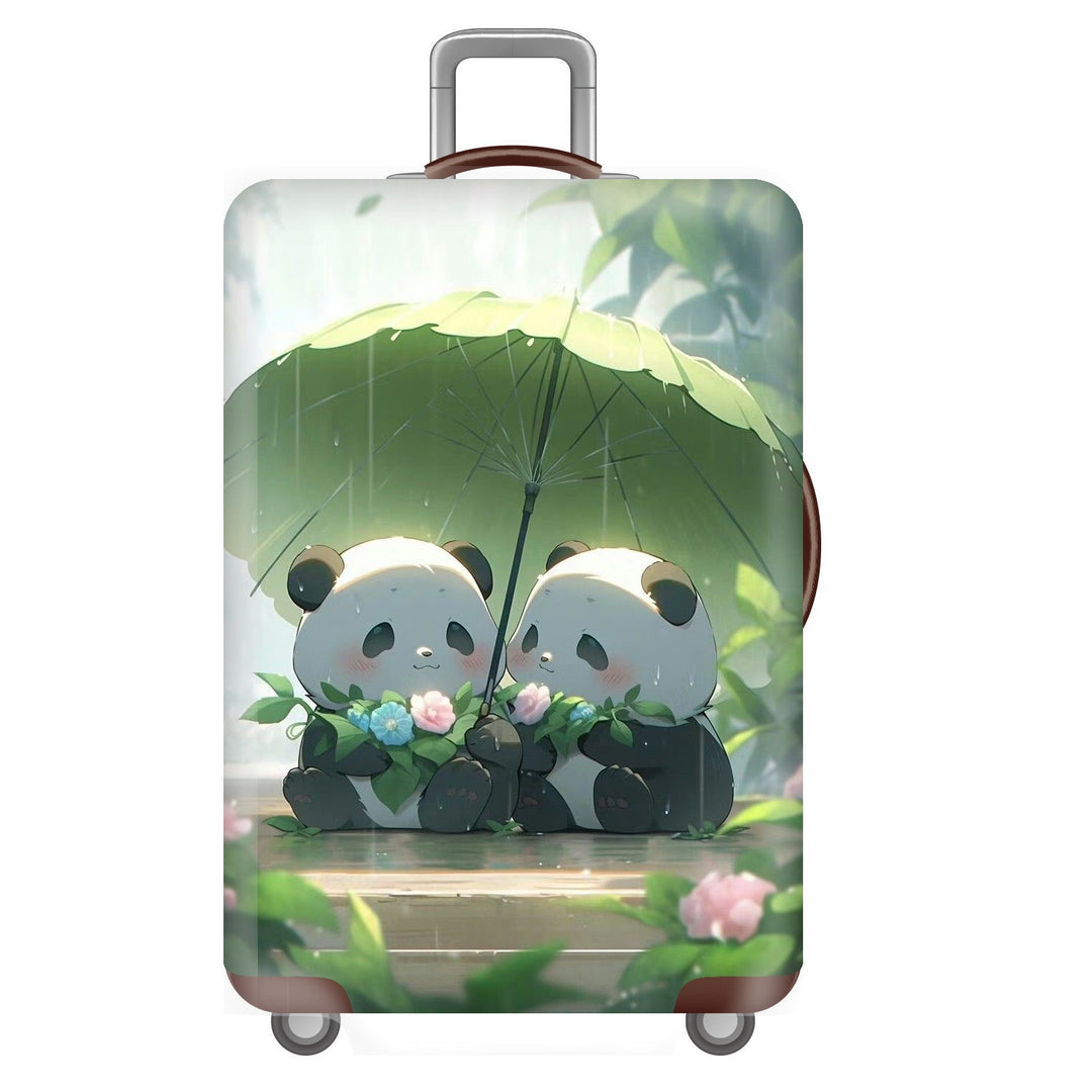 Unisex nan elastisk koffertrekk for hardplast trolley med søtt panda-motiv, elastisk beskyttelsestrekk med håndtak- og hjulåpninger Skanto
