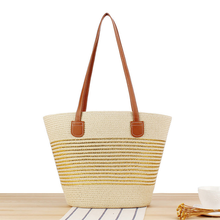 Elegant Straw Bag with Attractive Leather Handles Skanto