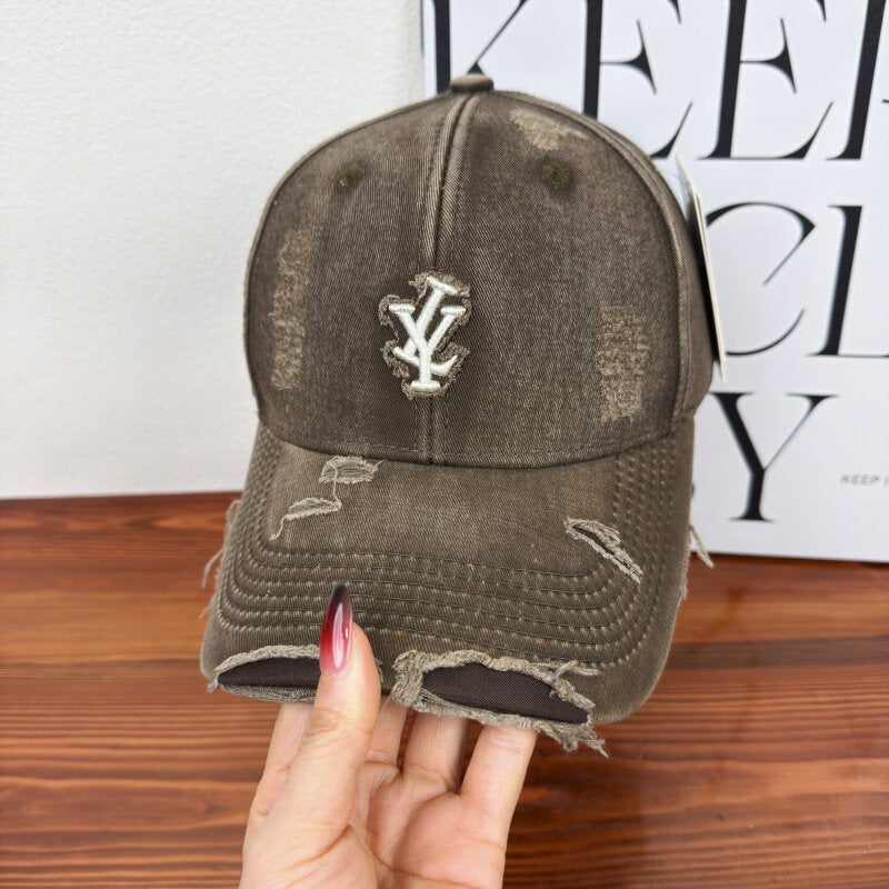 Herres Slitt Denim Justerbar Baseball Cap Skanto