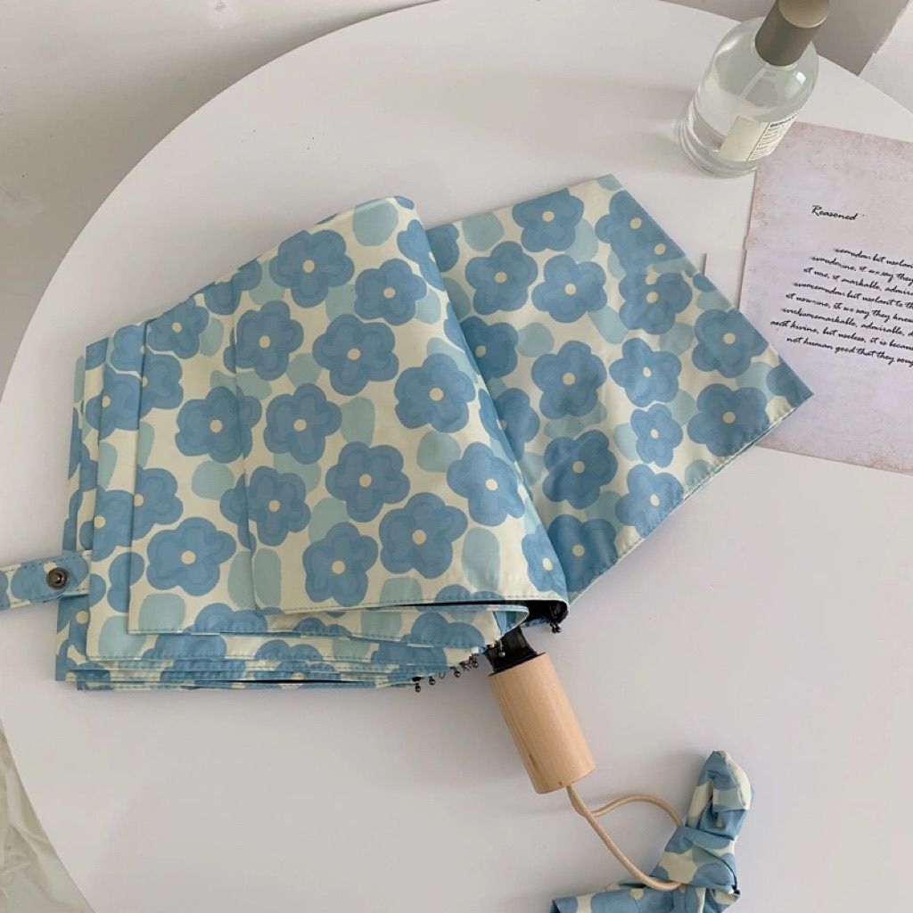 Damen Sammenleggbart paraply med blomsterdesign Skanto