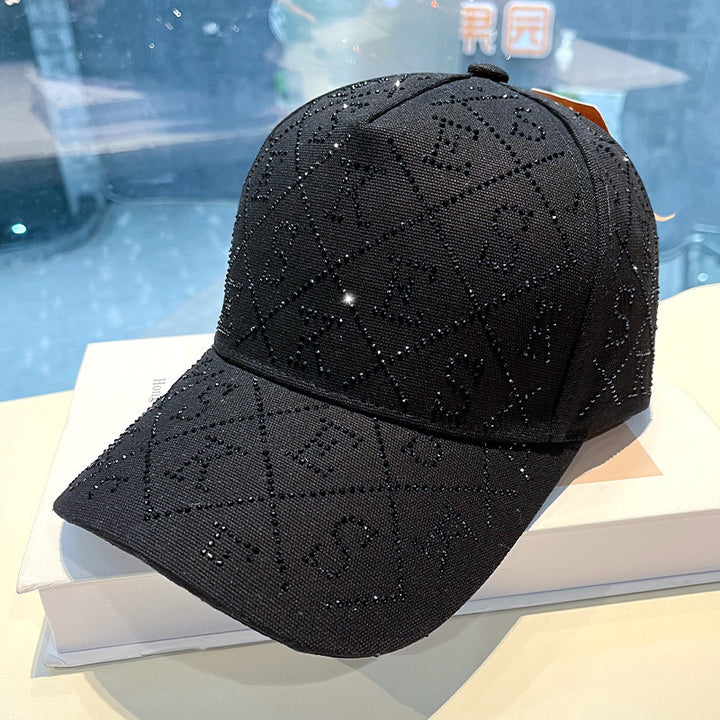 Kvinne Rhinestone-pyntet justerbar baseballcaps Skanto