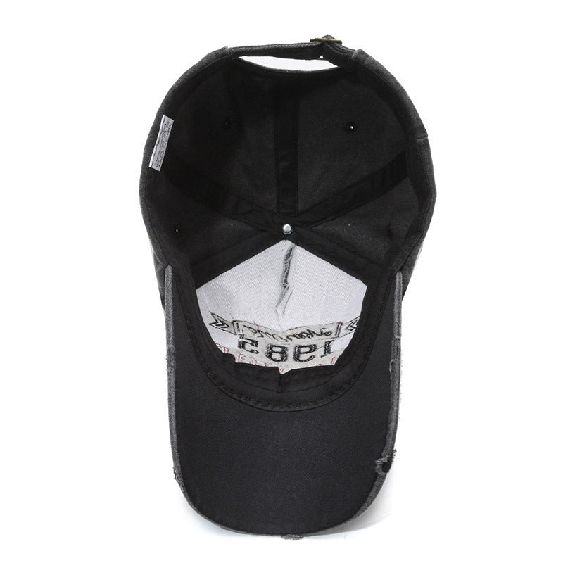 Men's Distressed Cotton Graphic Baseball Cap Skanto