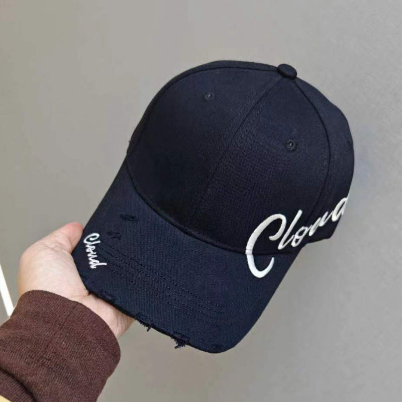 Kvinne Slitt Bomull Baseball Caps med Skript Design Skanto