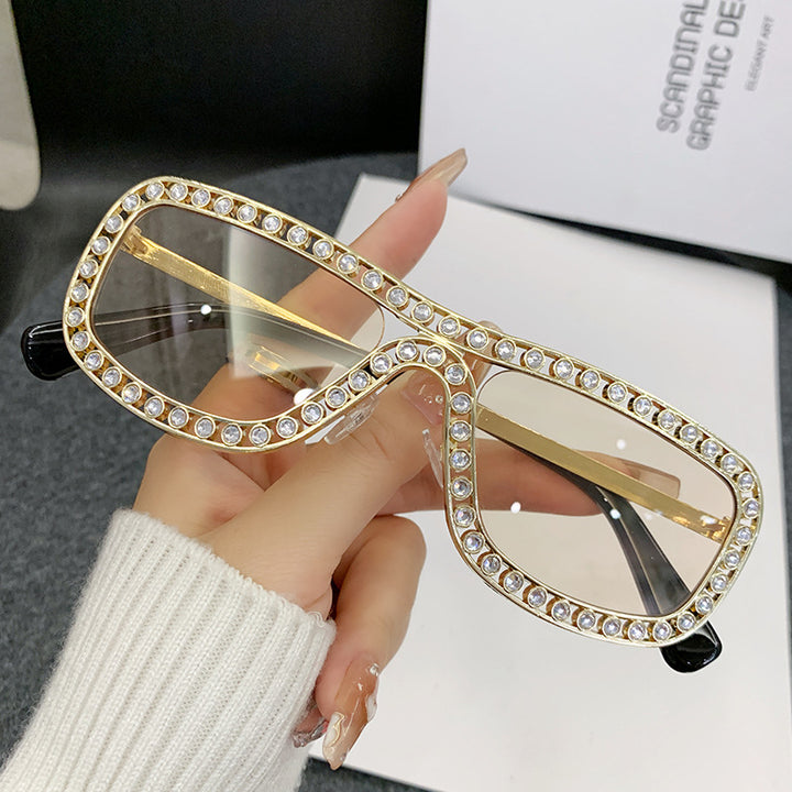 Dame Glamorøs solbrille med glitrende krystallakenter Skanto
