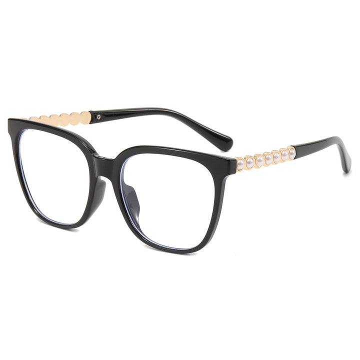 Damer oversized solbriller med elegant perlepynt-dekorasjon Skanto
