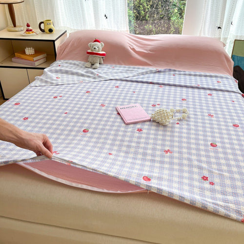 Dame bomulls sengeteppe med blomsterdesign Skanto