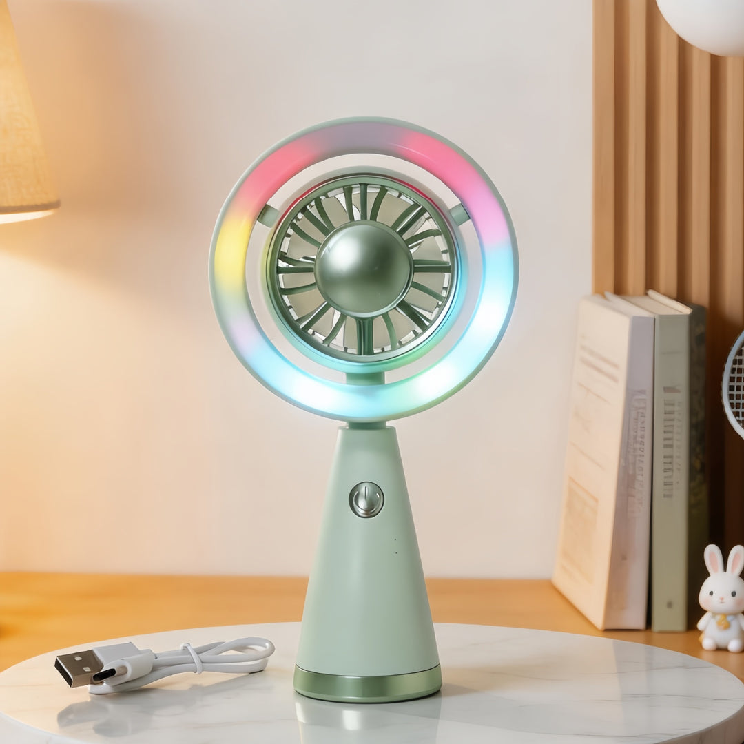 Dame Bærbar Mini-Luftventilator med LED-belysning og fleksibelt design Skanto