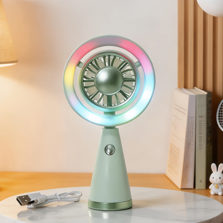 Dame Bærbar Mini-Luftventilator med LED-belysning og fleksibelt design Skanto