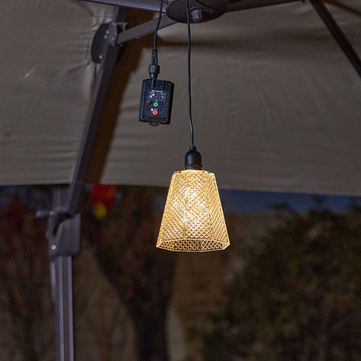 Solar USB Oppladbar Teksturert Glass Pendellampe Skanto