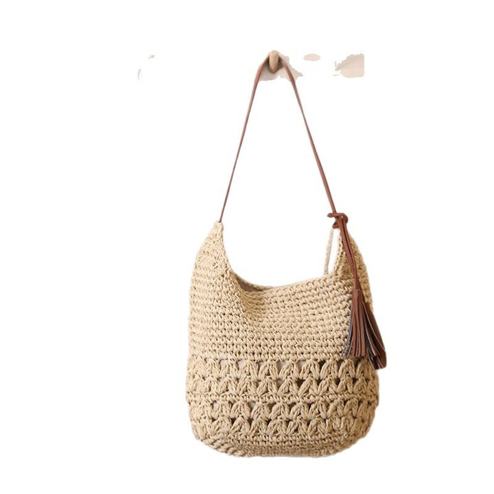 Handmade shoulder bag made of braided natural material Skanto