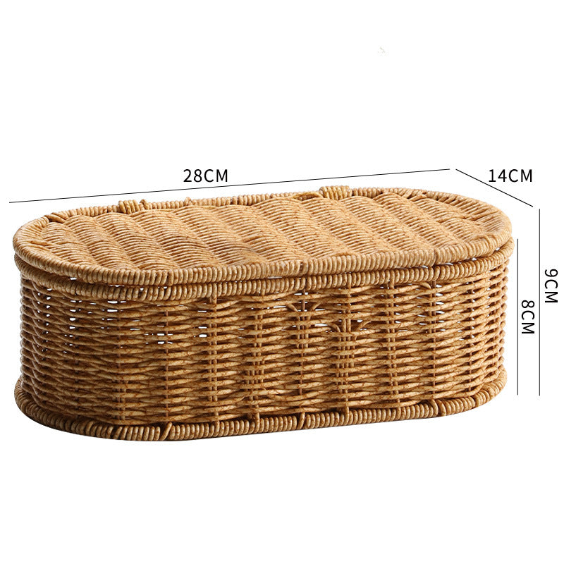 Oval Håndlaget Rattan Oppbevaringskurv Skanto