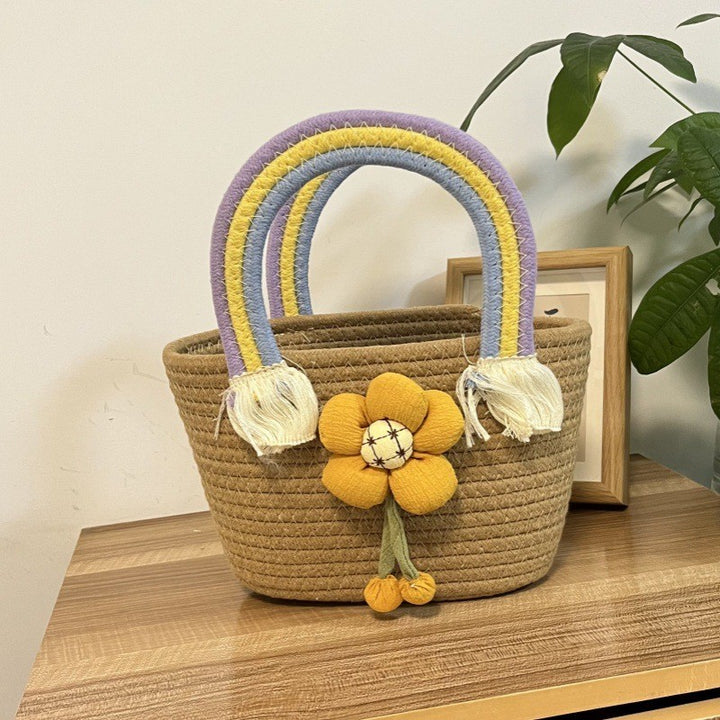 Dame håndlaget kurvveske med fargematchende grepaksenter Skanto