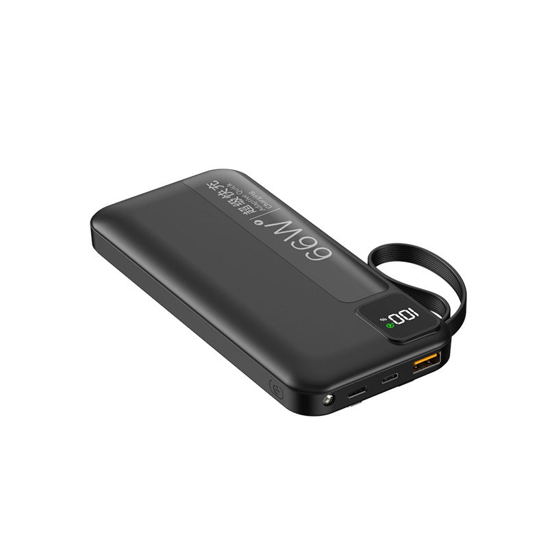 Høyytelses powerbank med innebygde ladekabler og digitalt display Skanto