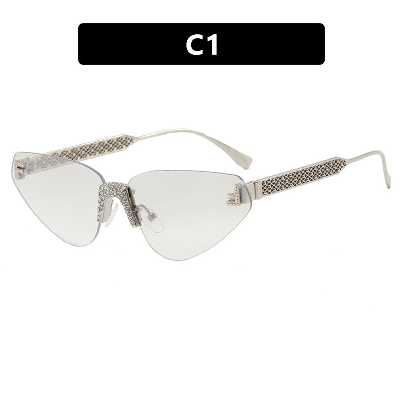 Women's Designer Cat-Eye Sunglasses with Sparkling Rhinestone Decor Skanto