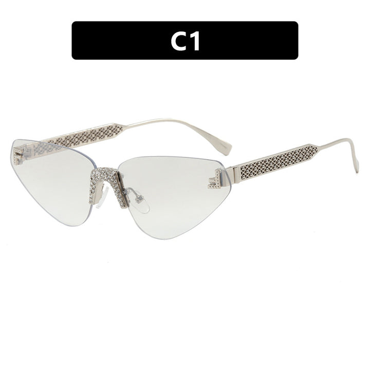 Women's Designer Cat-Eye Sunglasses with Sparkling Rhinestone Decor Skanto