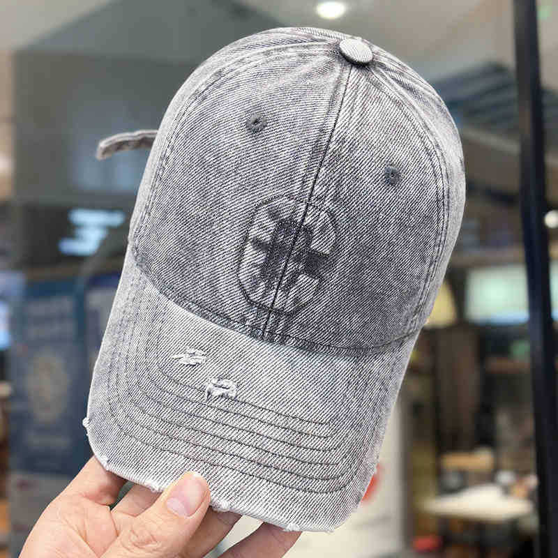 Herre Slitt Denim Baseball Caps Skanto 1784188308