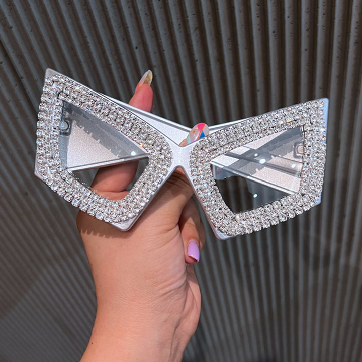 Damen cat-eye solbriller med strassdekorert ramme Skanto