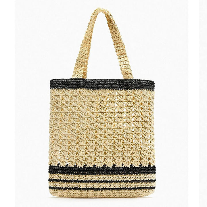 Handmade basket bag with modern stripe pattern Skanto
