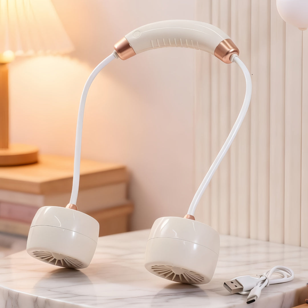 Dame Bærbar Nakkevifte med fleksibel design og integrert USB-port Skanto