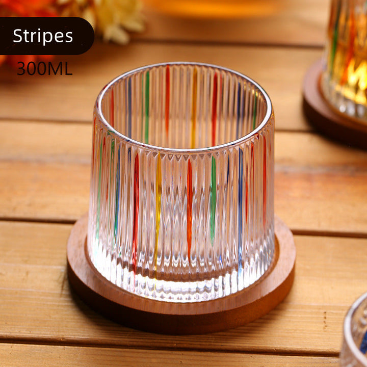 Roterende Multi Farge Flettet Whisky Glass Med Gaveeske | Skanto