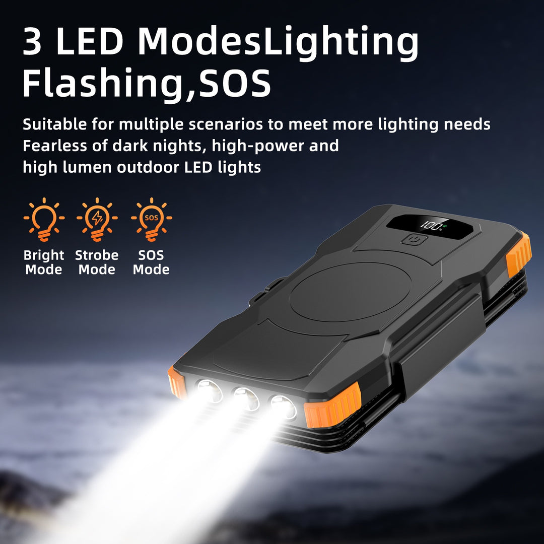 Powerbank med solopplading og LED-lamper Skanto