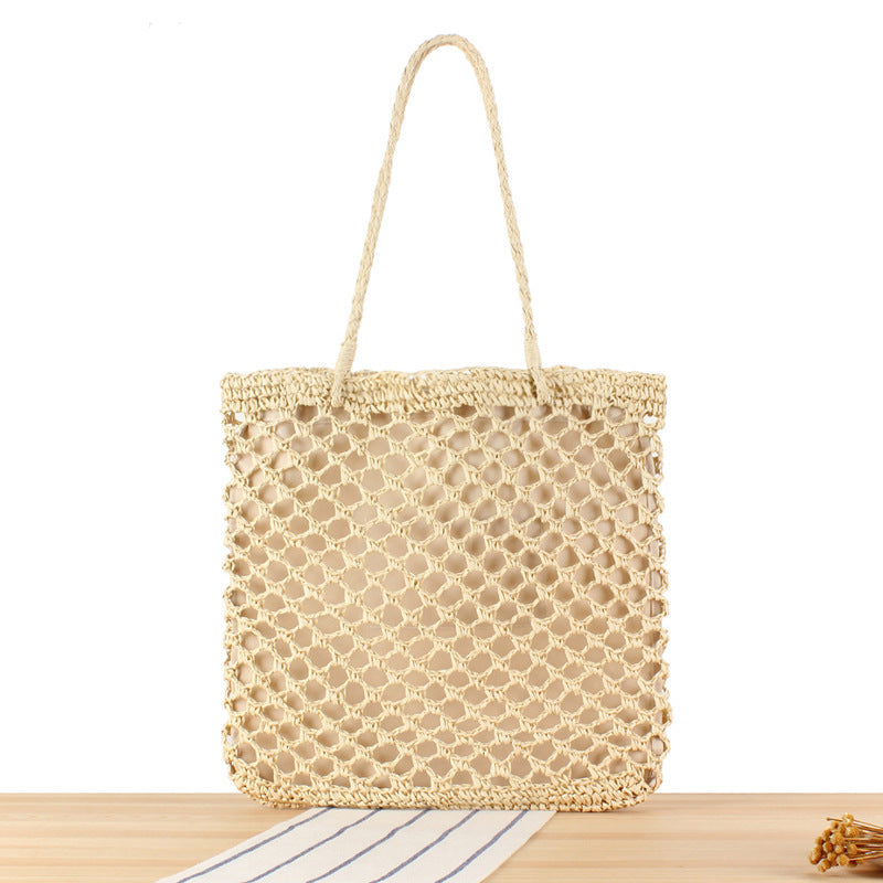Woven natural material tote bag with airy design Skanto