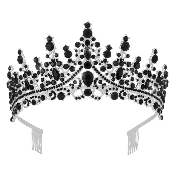 Damer Opulent Tiara med svart krystallbesetning Skanto