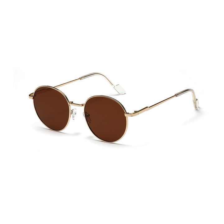 Dame rund solbrille med luksuriøs metallramme og UV-beskyttelse Skanto