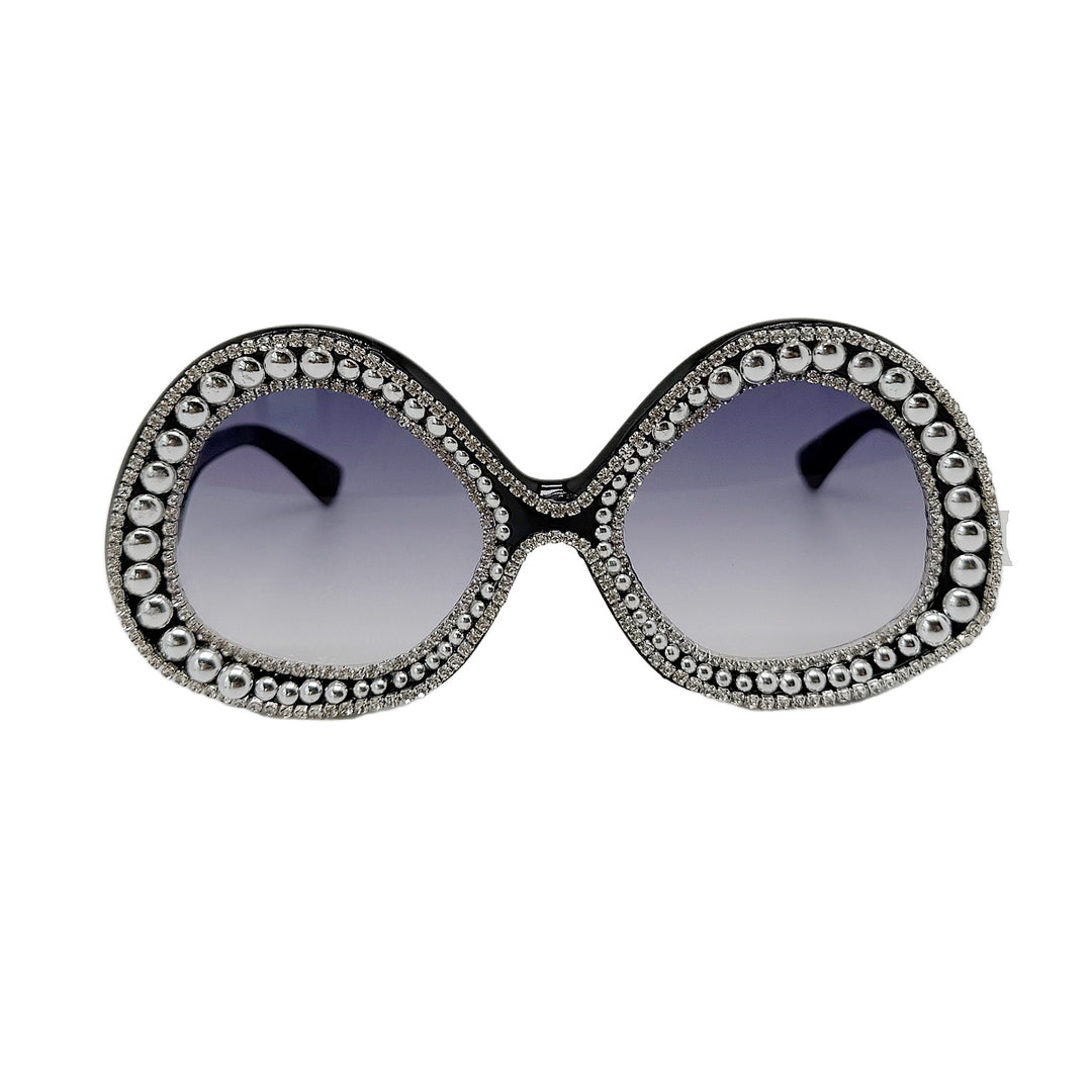 Dame Glamorøs Statement-solbrille med funklet krystallramme Skanto