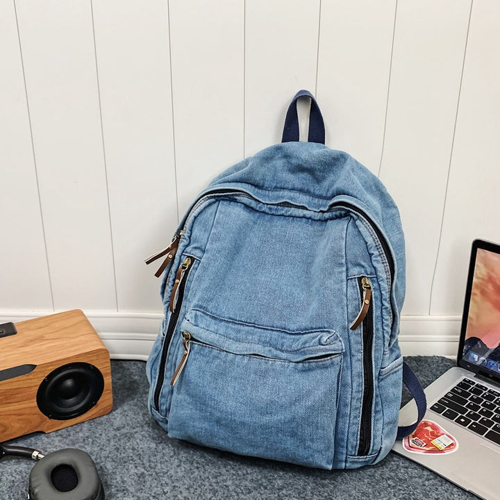 Klassisk Denim Skole Ryggsekk