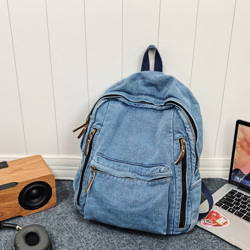Klassisk Denim Skole Ryggsekk