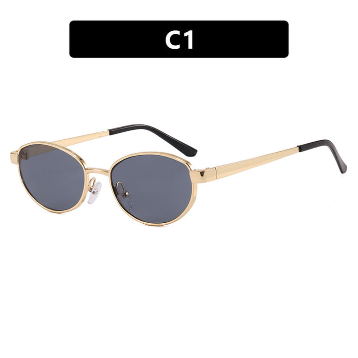 Women's fashionable sunglasses in elegant oval design with high-quality metal frame Skanto